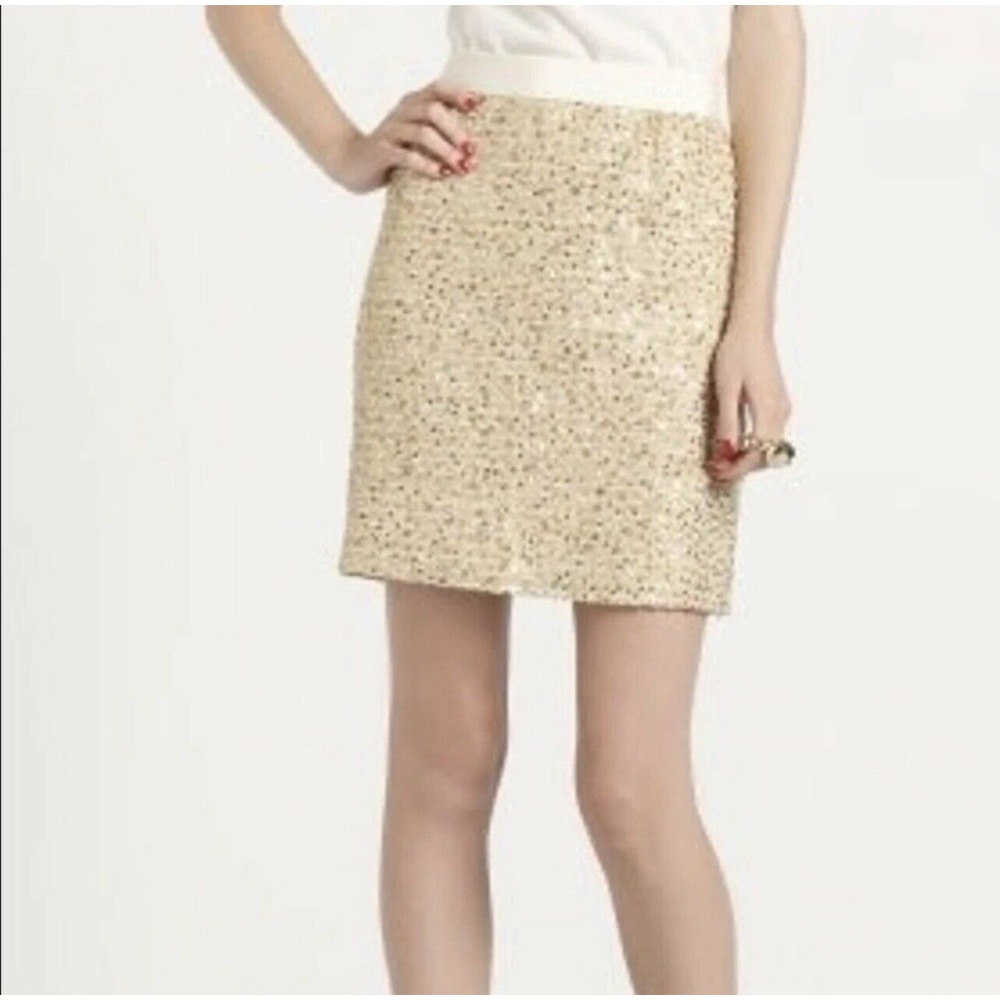Kate Spade Kylle Tweed Pencil Skirt Size 2 Gold Metallic Sequined